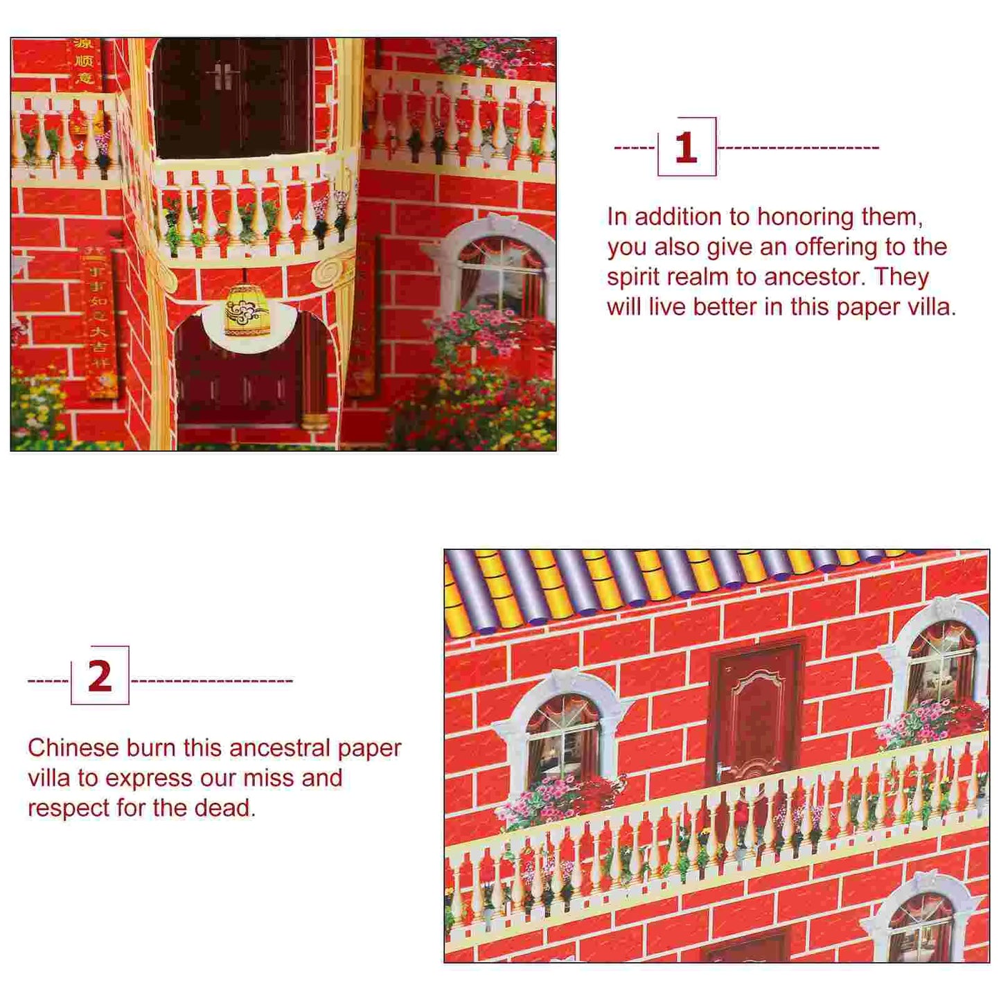 Three Storey Paper Villa Funeral Craft Ancestor Offering Sacrifice Supplies Ghost Festival House Josspaper