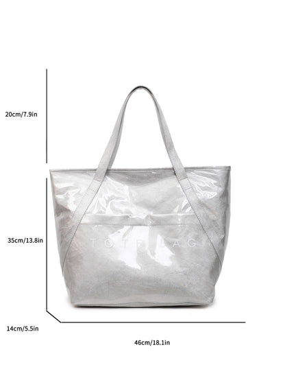 New Fashion Bag Large Capacity Handbag Simple Kraft Paper Shoulder Bag Waterproof Portable Shopping Bag