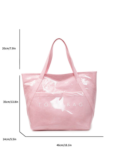 New Fashion Bag Large Capacity Handbag Simple Kraft Paper Shoulder Bag Waterproof Portable Shopping Bag