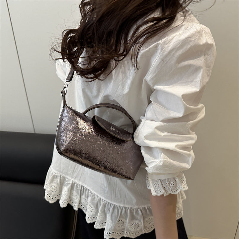 High-Gloss PU Shiny Patent Dumpling Hobo Bag