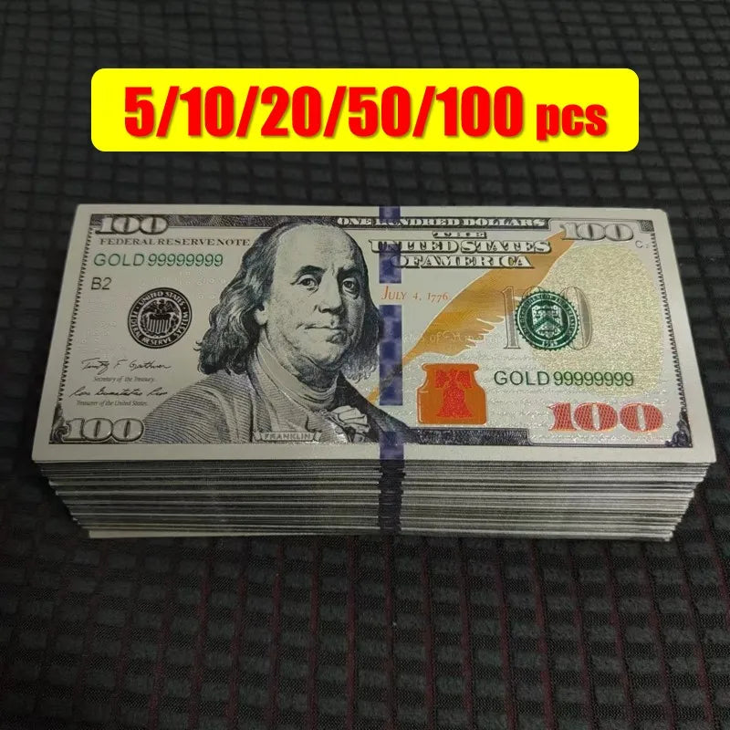 5~100pcs US 100 Dollar Bills 100 Dollars Silver Plated Banknote Collectible Currency Souvenir Business Gifts