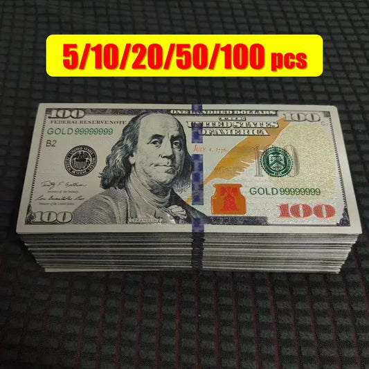 5~100pcs US 100 Dollar Bills 100 Dollars Silver Plated Banknote Collectible Currency Souvenir Business Gifts
