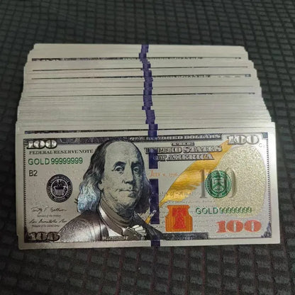 5~100pcs US 100 Dollar Bills 100 Dollars Silver Plated Banknote Collectible Currency Souvenir Business Gifts