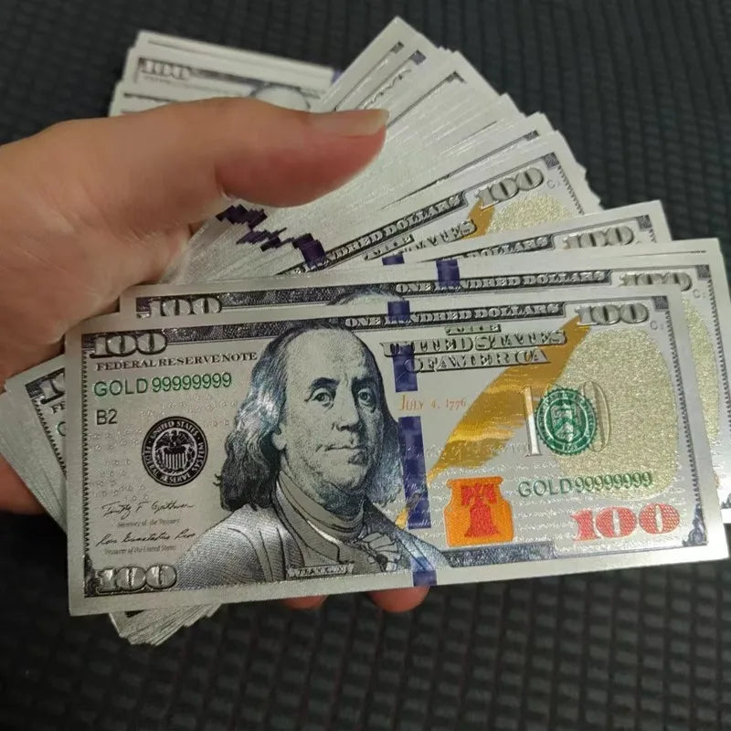 5~100pcs US 100 Dollar Bills 100 Dollars Silver Plated Banknote Collectible Currency Souvenir Business Gifts