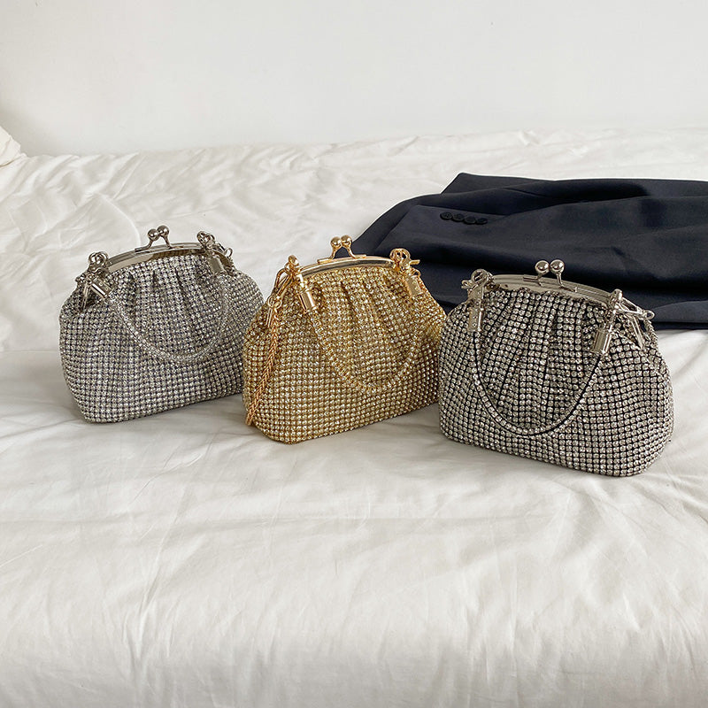 Sparkling diamond-studded women's handbag