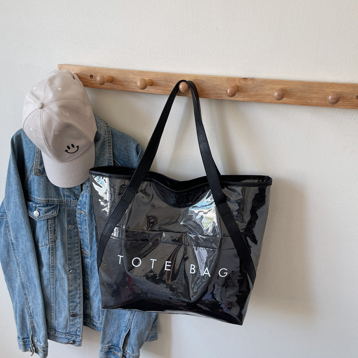 New Fashion Bag Large Capacity Handbag Simple Kraft Paper Shoulder Bag Waterproof Portable Shopping Bag