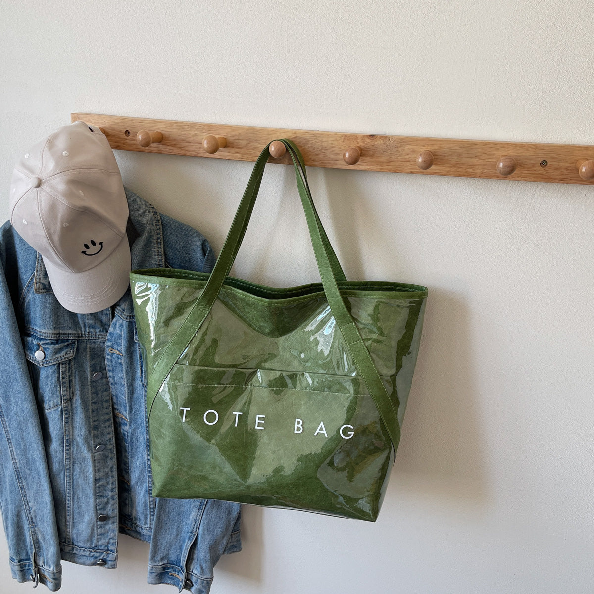 New Fashion Bag Large Capacity Handbag Simple Kraft Paper Shoulder Bag Waterproof Portable Shopping Bag