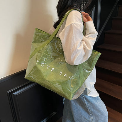 New Fashion Bag Large Capacity Handbag Simple Kraft Paper Shoulder Bag Waterproof Portable Shopping Bag