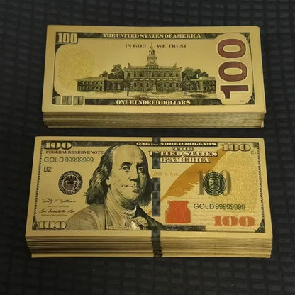20~100pcs USA 100 Dollars Bills 24k Gold Foil Banknotes USD Money Banknotes Crafts for Collection