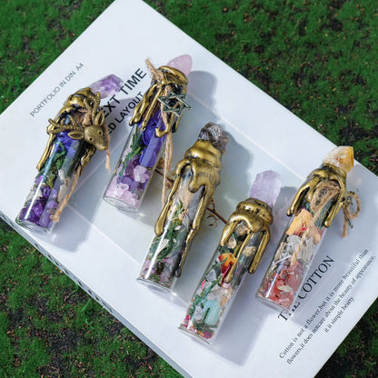 Crystal Wishing Bottle – Gemstone Energy Vial for Divination & Holiday Gift