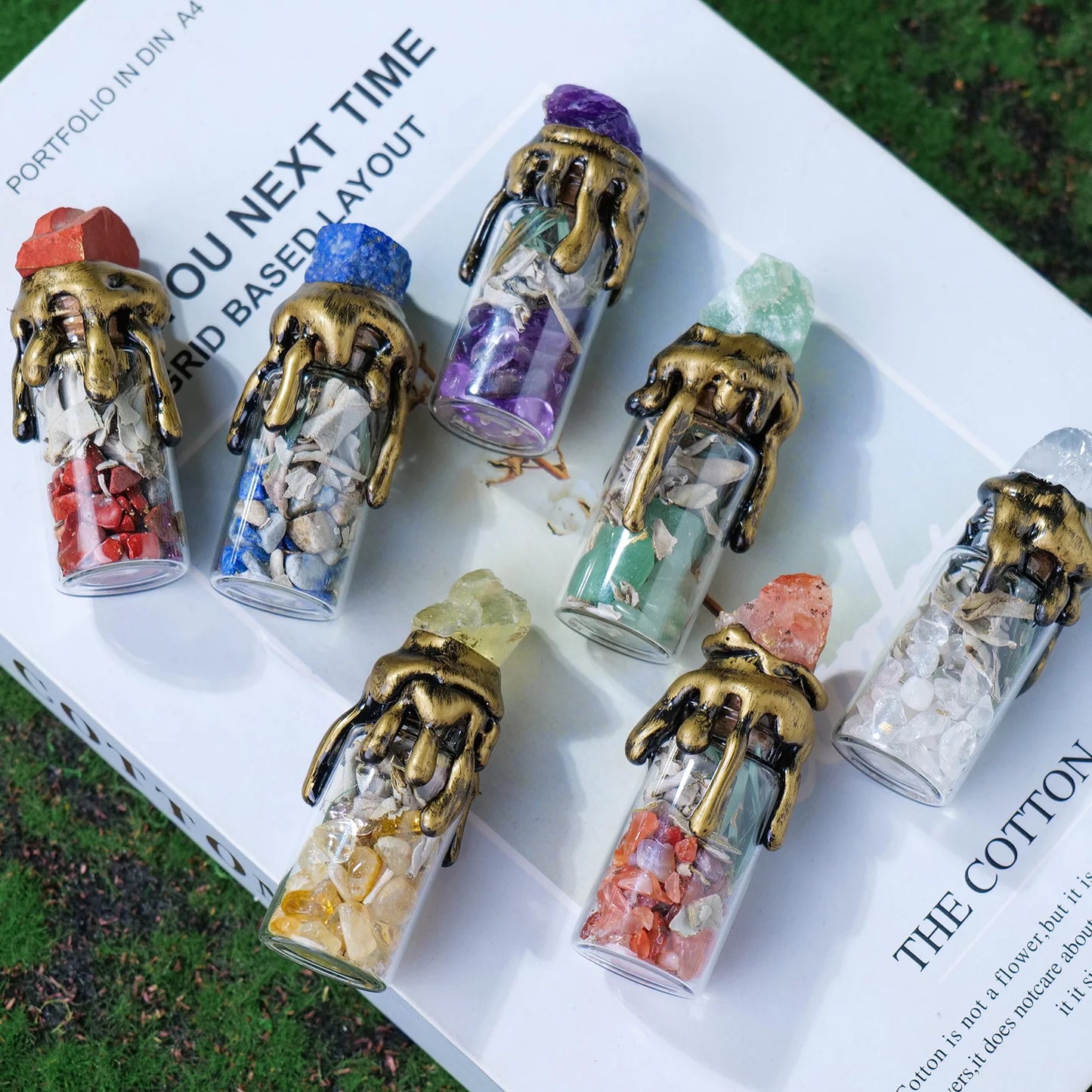 Crystal Wishing Bottle – Gemstone Energy Vial for Divination & Holiday Gift