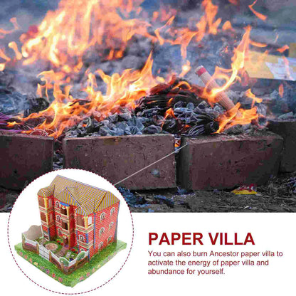Three Storey Paper Villa Funeral Craft Ancestor Offering Sacrifice Supplies Ghost Festival House Josspaper