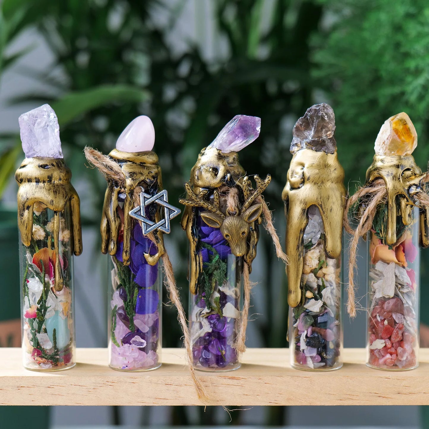 Crystal Wishing Bottle – Gemstone Energy Vial for Divination & Holiday Gift