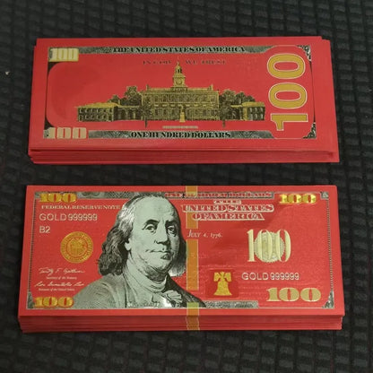 20~100pcs USA 100 Dollars Bills 24k Gold Foil Banknotes USD Money Banknotes Crafts for Collection