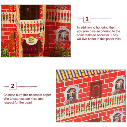 Three Storey Paper Villa Funeral Craft Ancestor Offering Sacrifice Supplies Ghost Festival House Josspaper