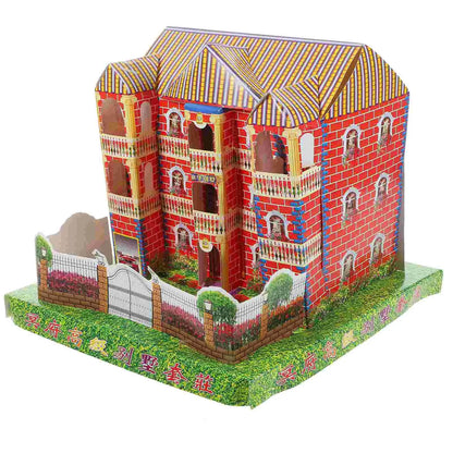 Three Storey Paper Villa Funeral Craft Ancestor Offering Sacrifice Supplies Ghost Festival House Josspaper