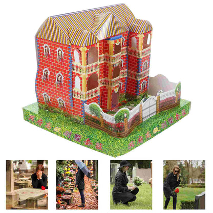 Three Storey Paper Villa Funeral Craft Ancestor Offering Sacrifice Supplies Ghost Festival House Josspaper