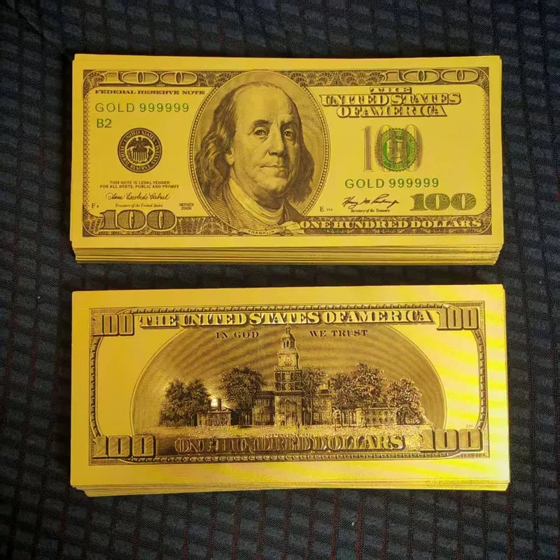 20~100pcs USA 100 Dollars Bills 24k Gold Foil Banknotes USD Money Banknotes Crafts for Collection