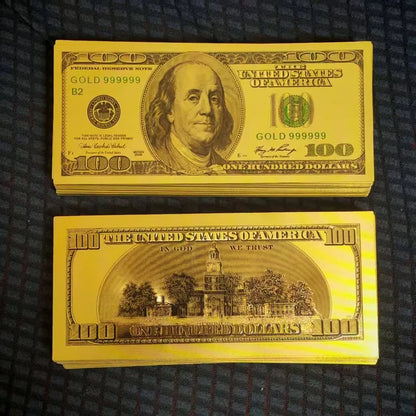 20~100pcs USA 100 Dollars Bills 24k Gold Foil Banknotes USD Money Banknotes Crafts for Collection