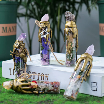 Crystal Wishing Bottle – Gemstone Energy Vial for Divination & Holiday Gift